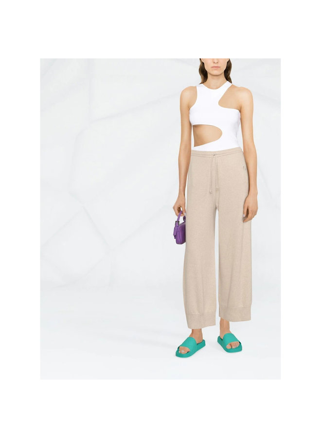 Knitted Drawstring Pants in Light Beige