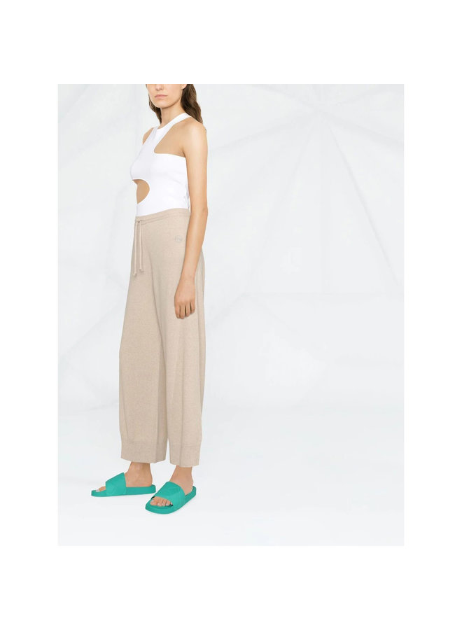 Knitted Drawstring Pants in Light Beige