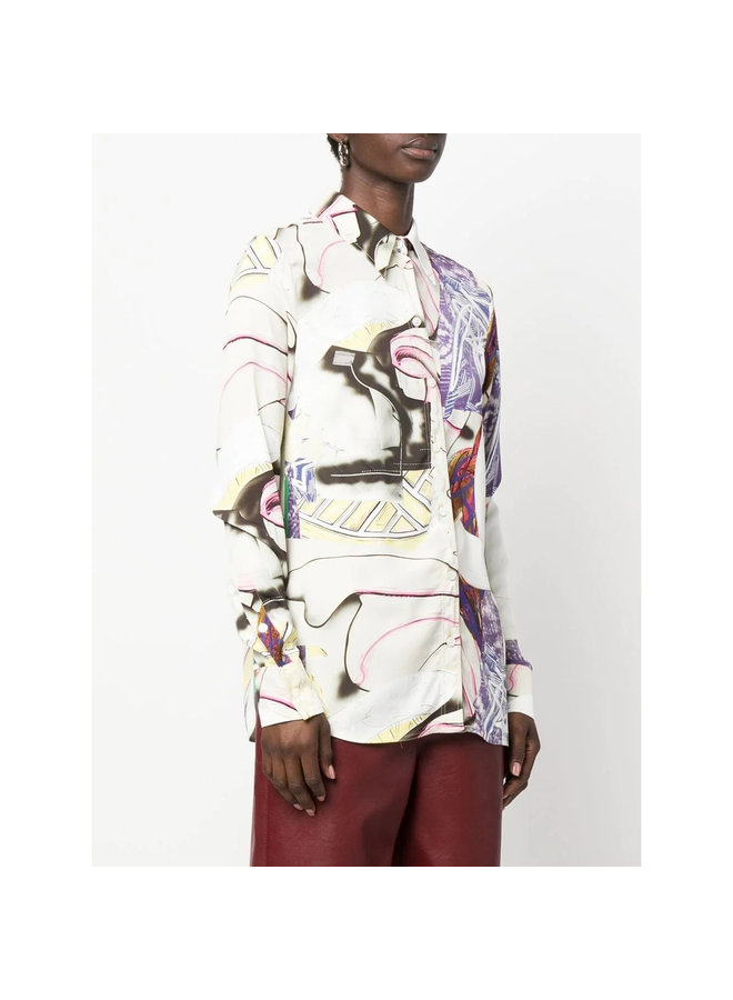 Long Sleeve Printed Shirt in Multicolor