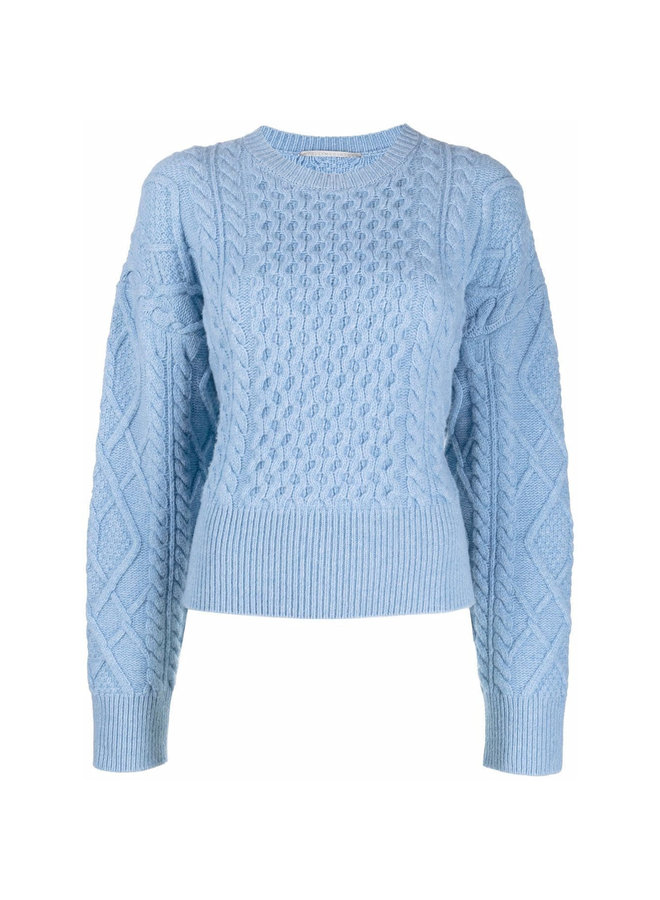 Cropped Knitted Jumper in Sky Blue