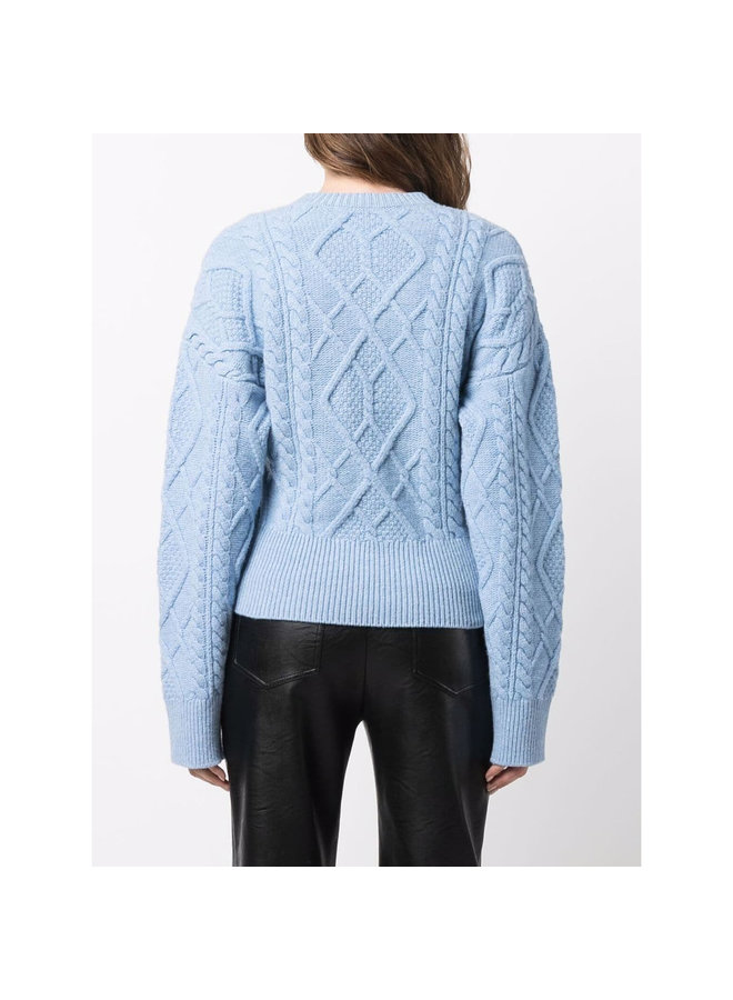Cropped Knitted Jumper in Sky Blue