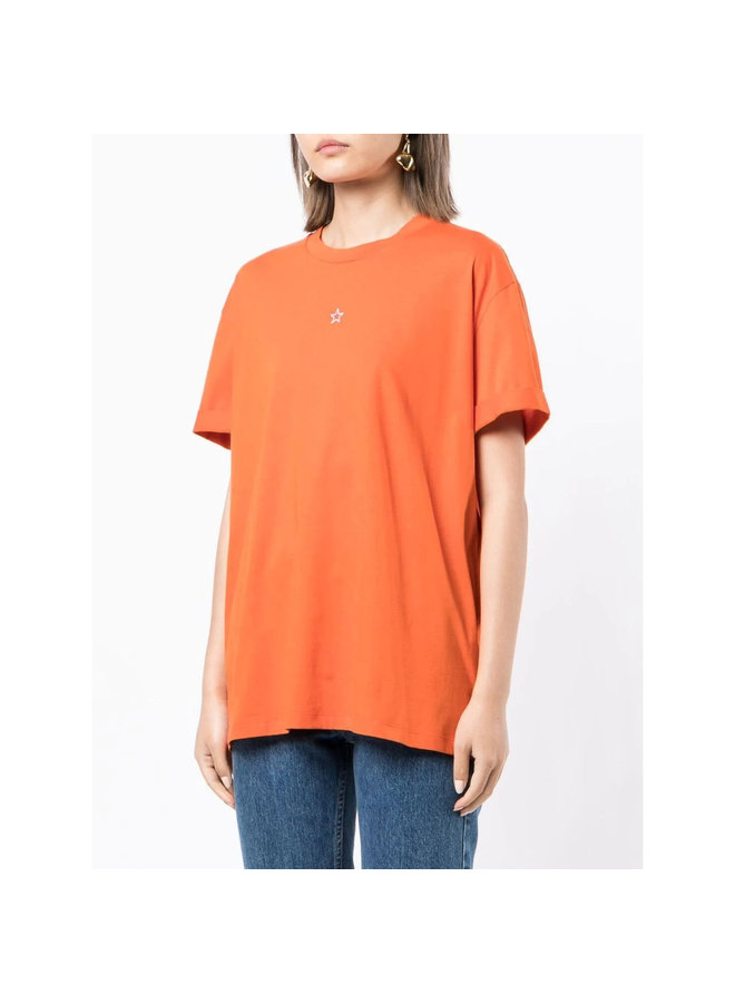 Embroidered Mini Star T-shirt in Tangerine