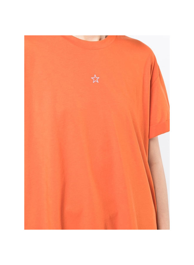 Embroidered Mini Star T-shirt in Tangerine