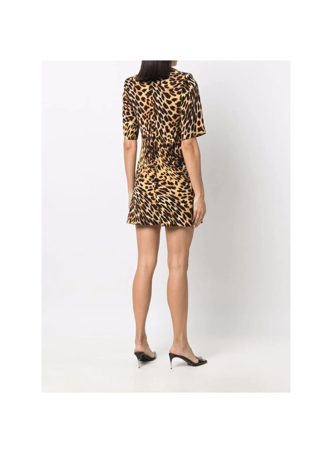 Short Sleeve Mini Dress in Leopard