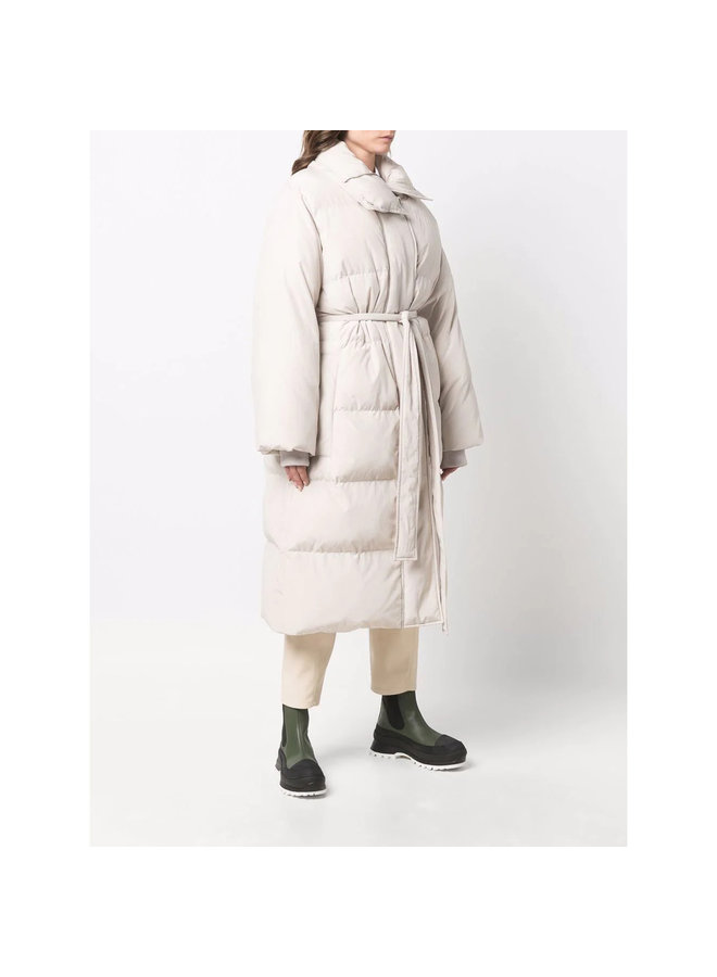 Long Puffer Coat in Pearl Grey