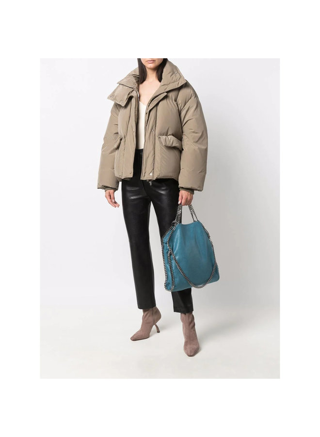 Short Puffer Jacket in Taupe