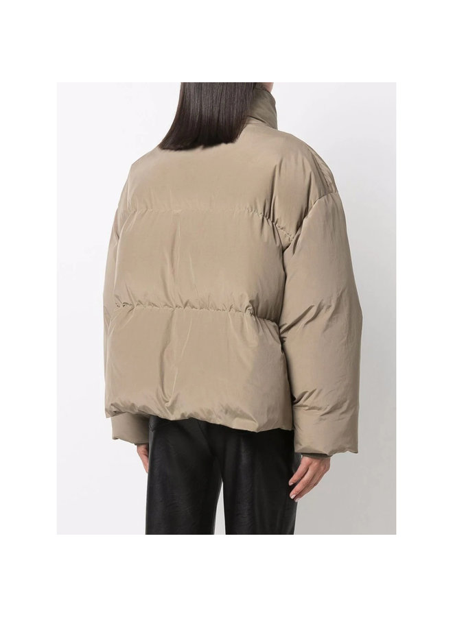 Short Puffer Jacket in Taupe