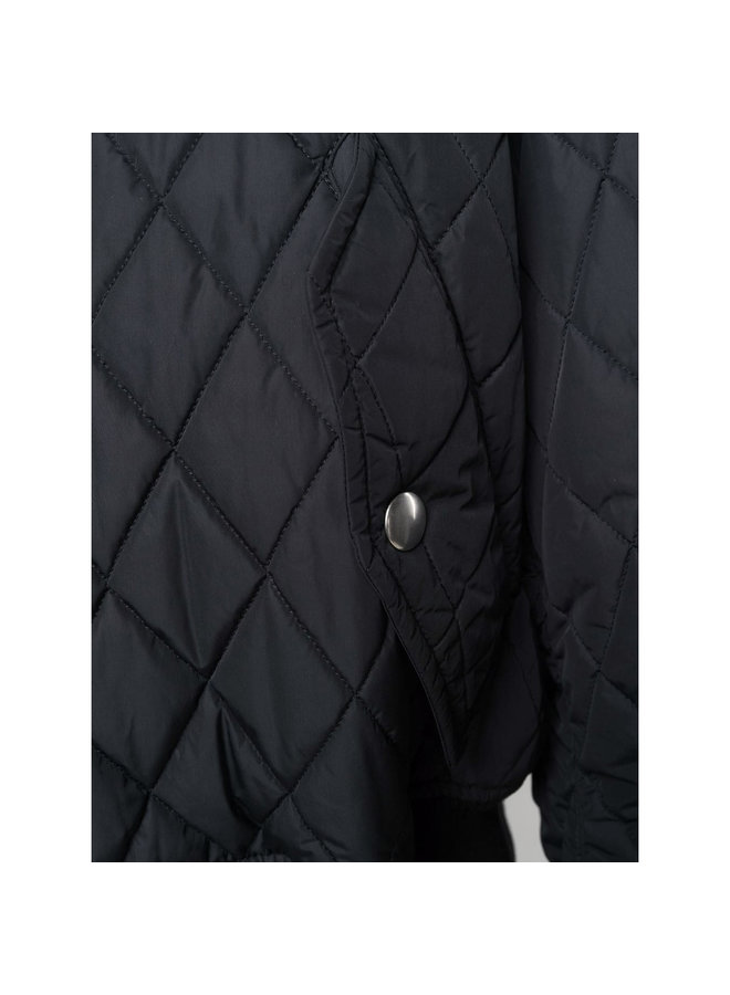 Light Quilted Bomber Jacket in Black