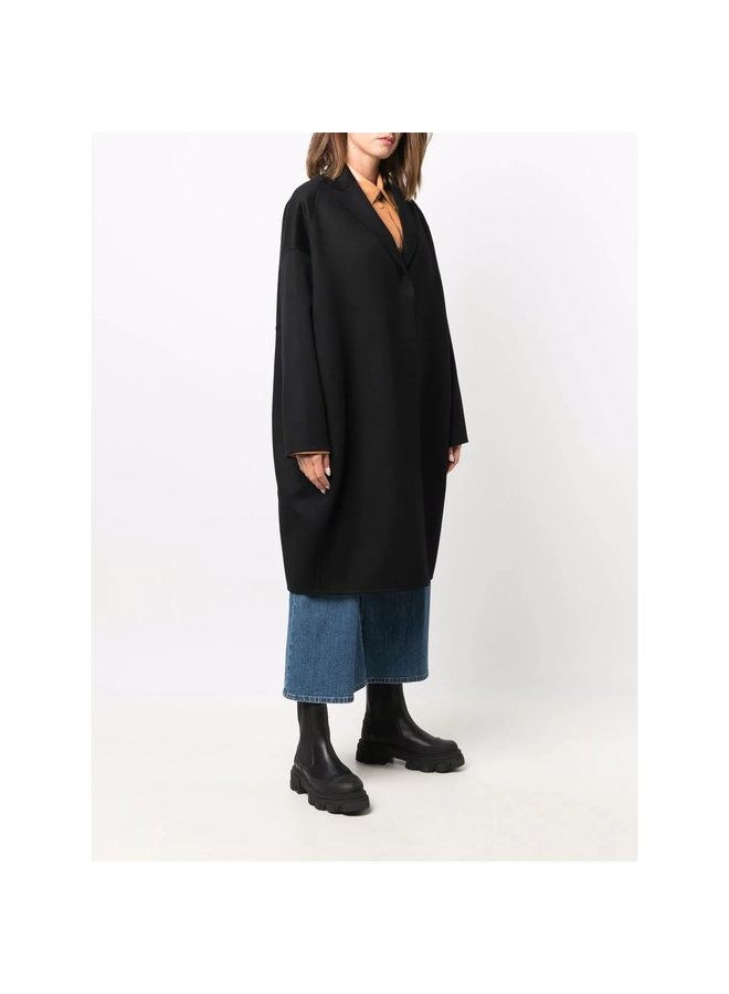 Single Breasted Oversized Coat in Black