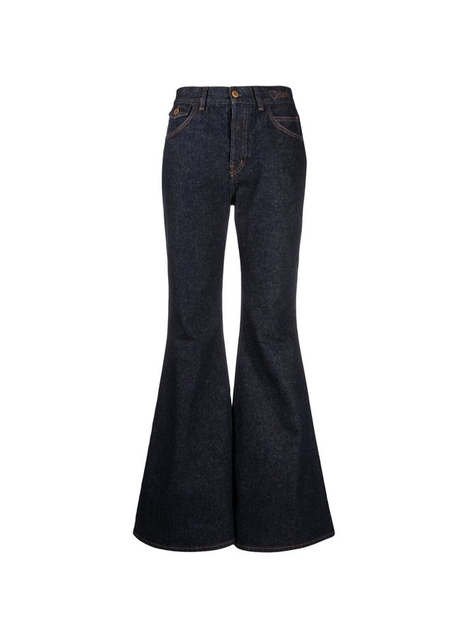 High Waisted Flared Jeans in Iconic Navy