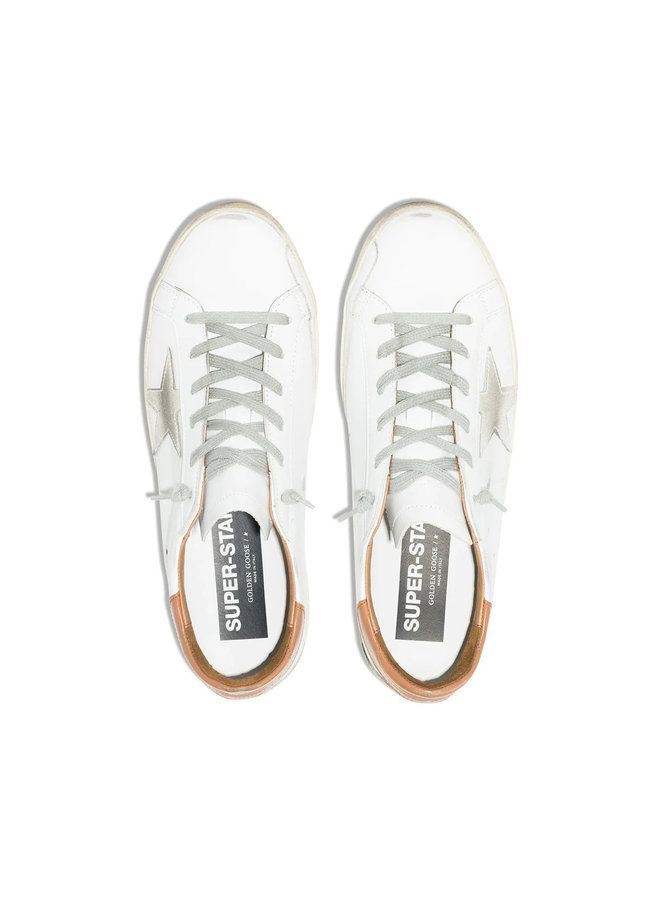 Superstar Low Top Sneakers in White/Brown