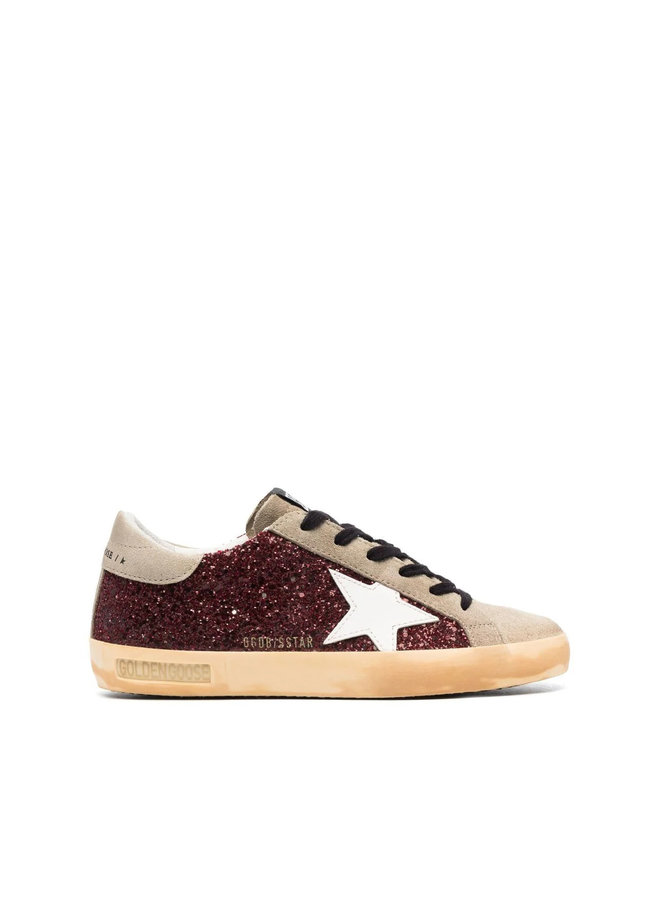 Superstar Low Top Sneakers in Bordeaux Glitter