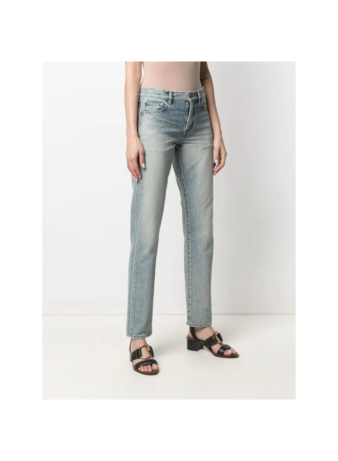 Mid Rise Straight Leg Jeans in Vintage Blue