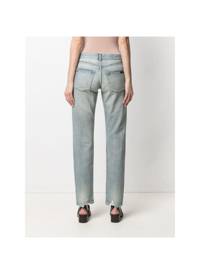 Mid Rise Straight Leg Jeans in Vintage Blue