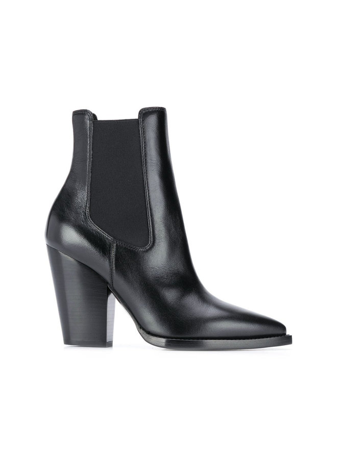 Theo Chelsea High Heel Ankle Boots in Black