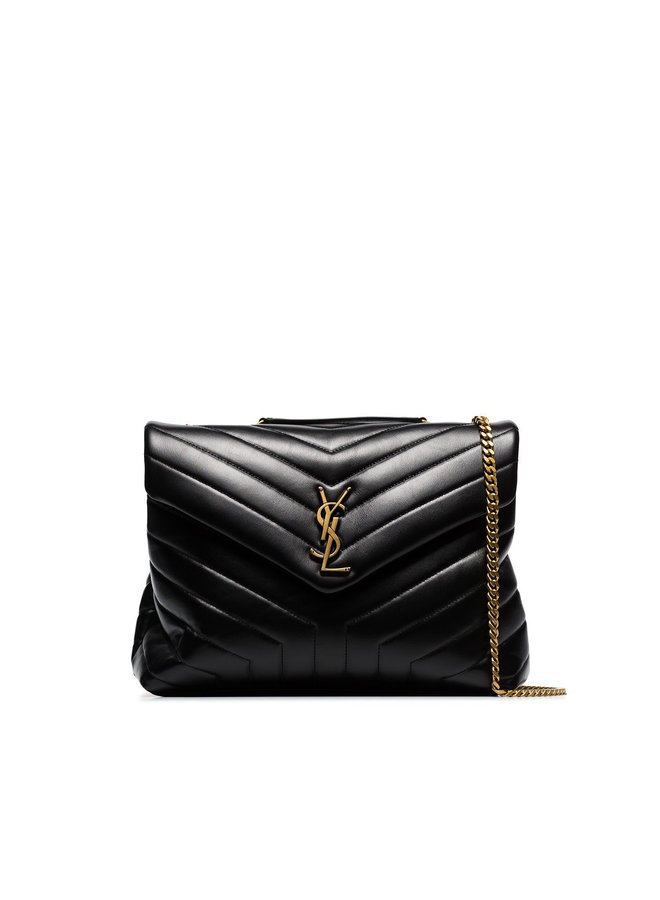 Loulou Medium Shoulder Bag in Black/Gold