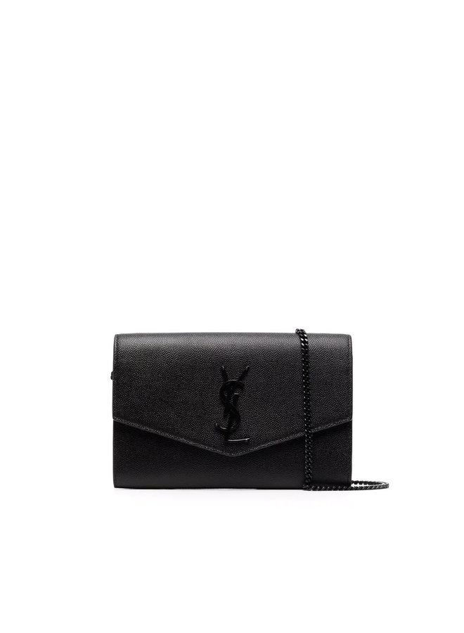 Envelope Chain Wallet Crossbody Bag in Black/Black