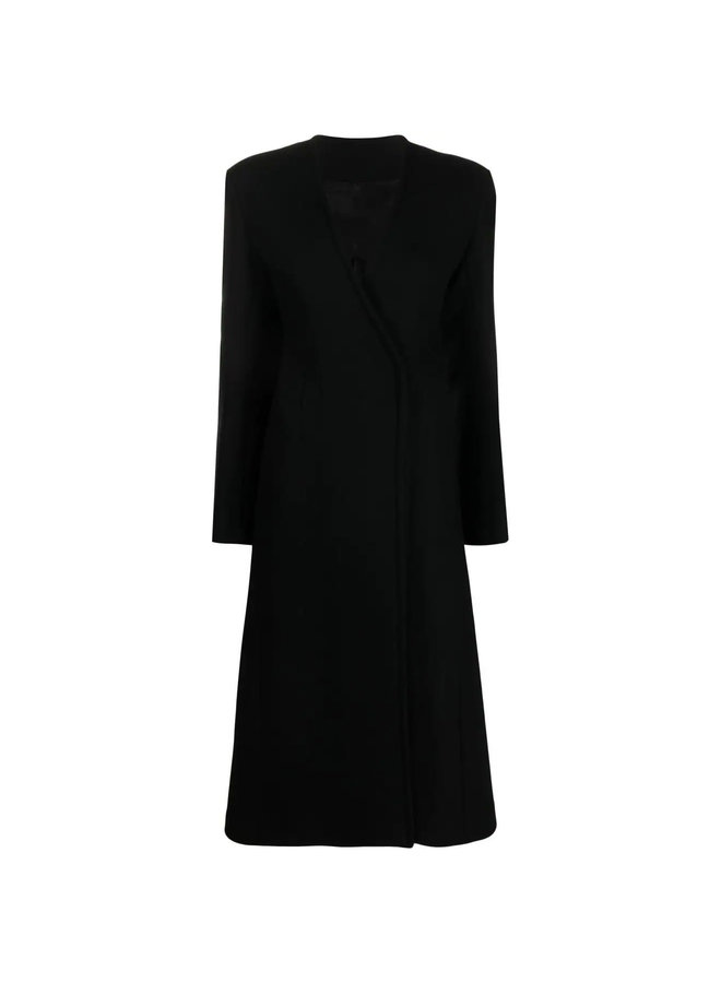 V-Neck Long Coat in Black