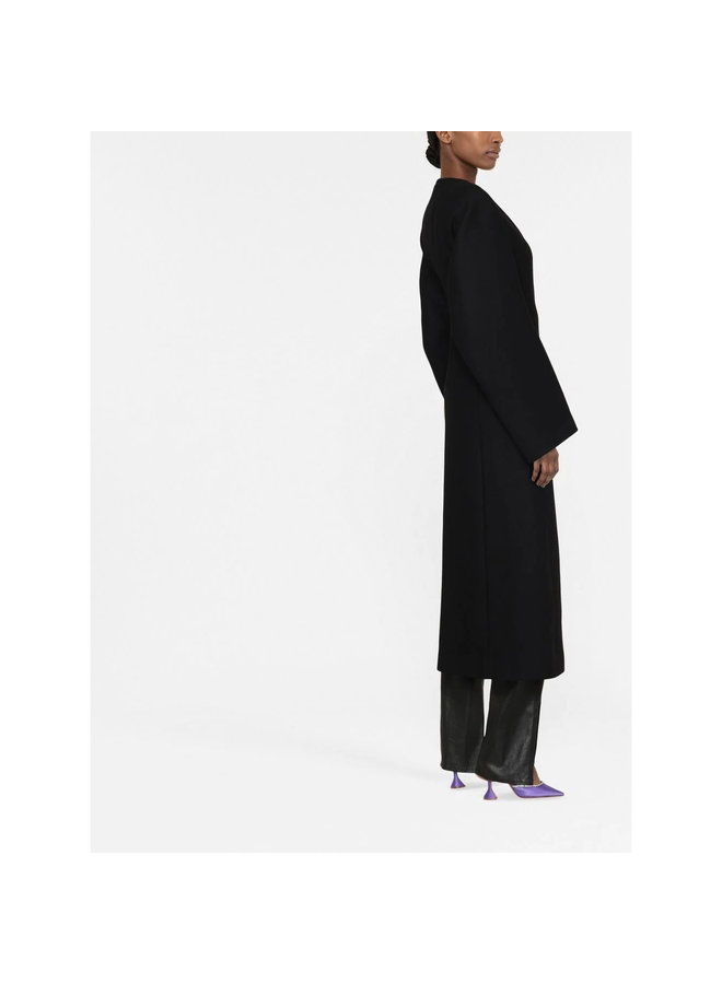 V-Neck Long Coat in Black