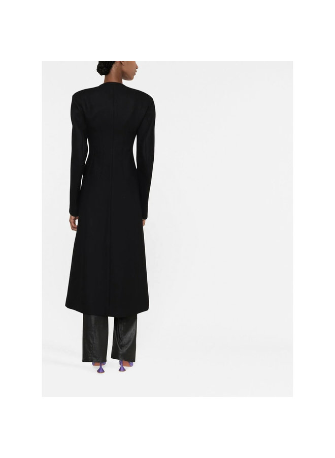 V-Neck Long Coat in Black