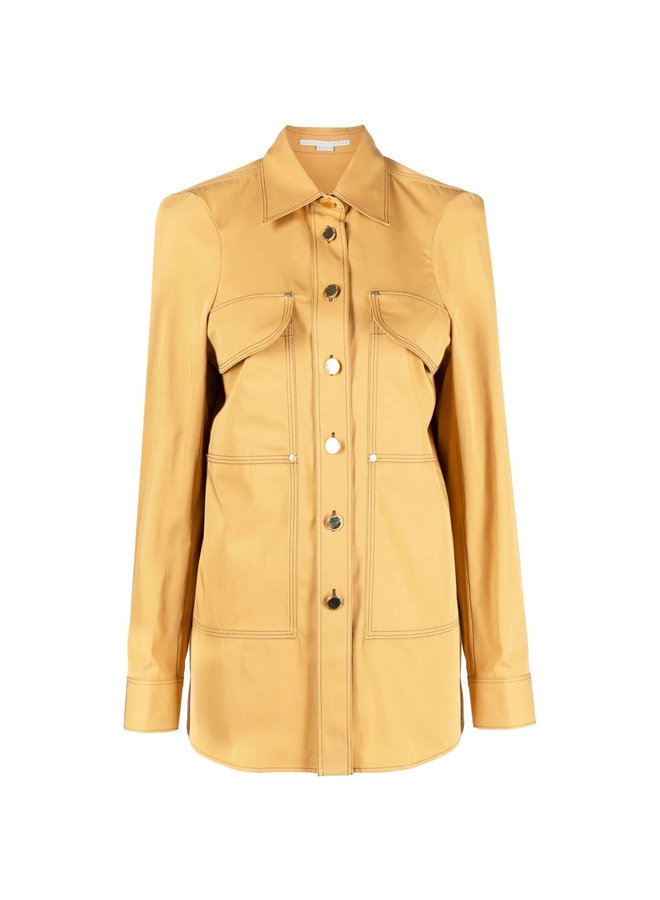 Long Sleeve Panelled Shirt in Mustard
