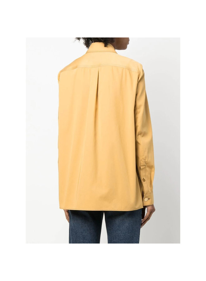 Long Sleeve Panelled Shirt in Mustard