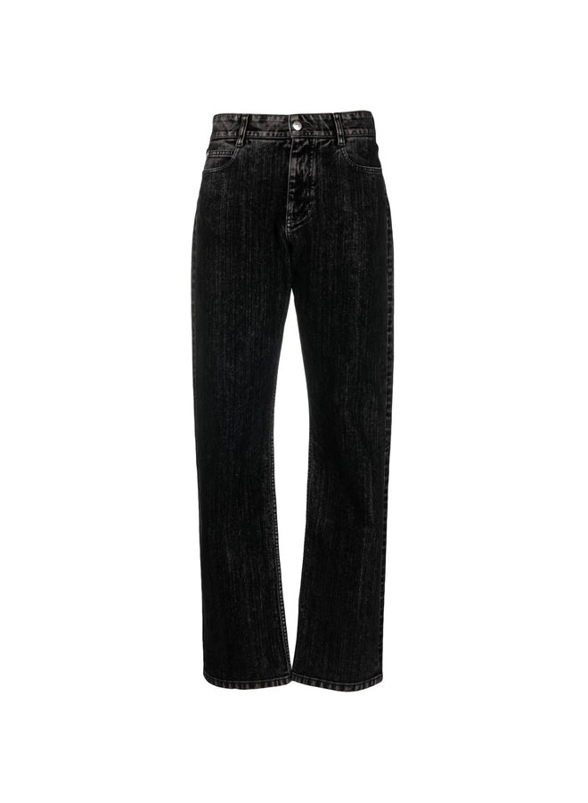 Straight Leg Jeans in Washed Black
