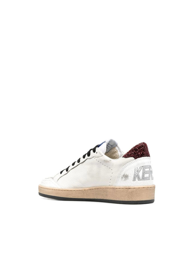 Ball Star Low Top Sneakers in White/Bordeaux