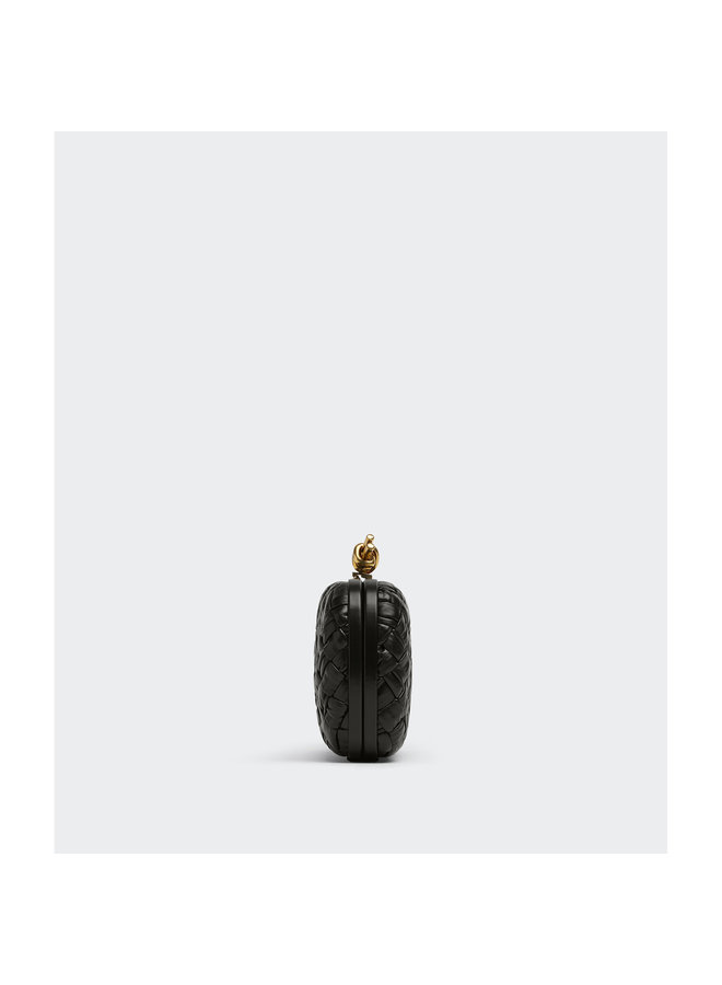 Knot Minaudiere Clutch Bag in Black/Brass