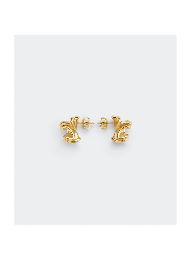 Small Abstract Earrings in Yellow Gold