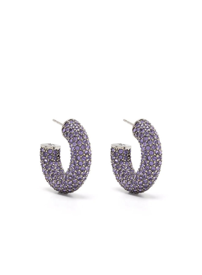 Mini Hoop Earrings in Purple Crystals