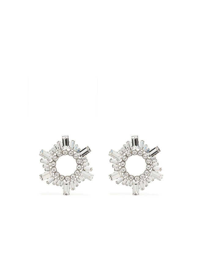 Mini Begum Earrings in Silver Crystals