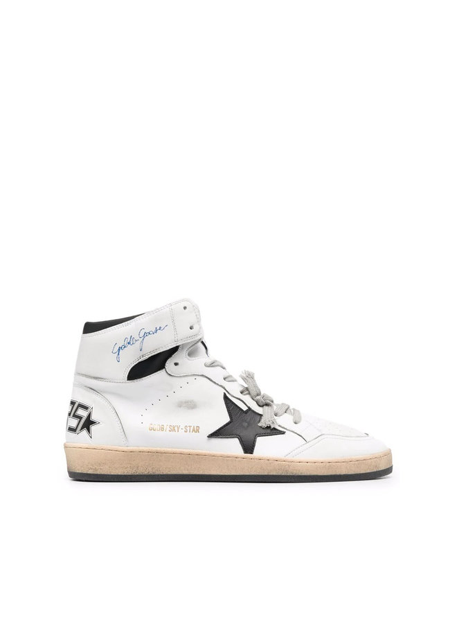 Sky Star Hi Top Sneakers in White/Black