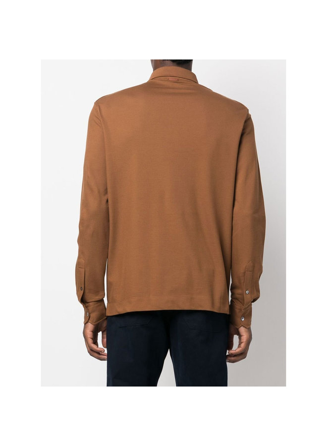 Long Sleeve Polo T-Shirt in Vicuna