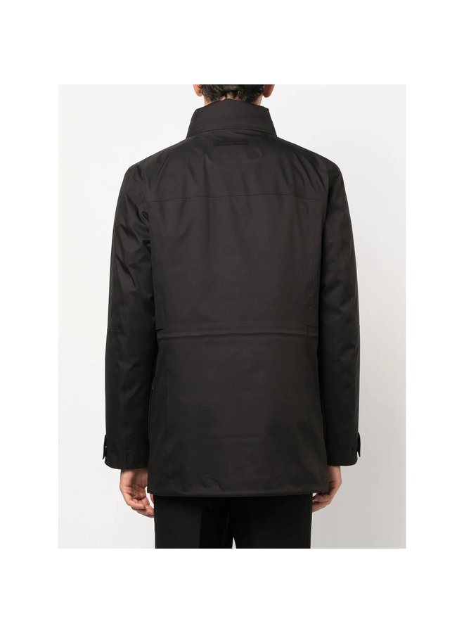 Zip Front Outwear Jacket in Black