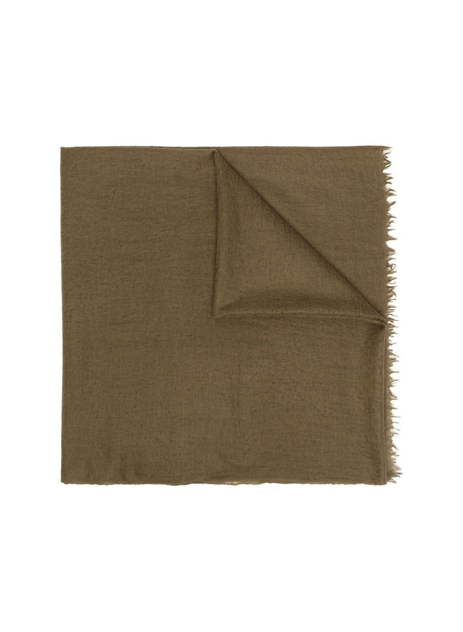 Fringed Edge Cashmere Scarf in Khaki