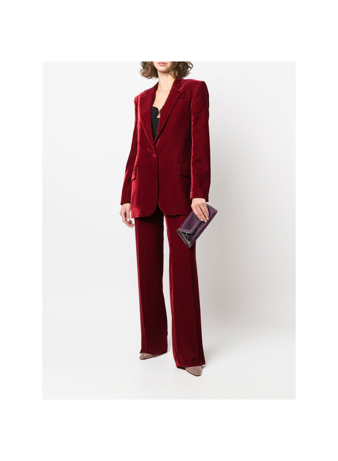 Tailored Velvet Straight Leg Pants in Red