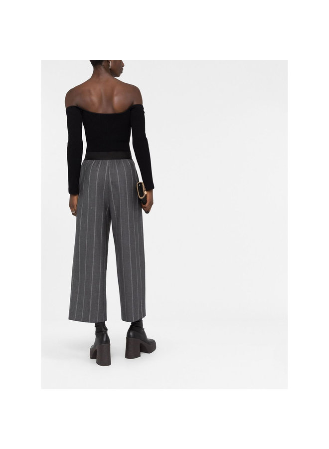 Pinstripe Cropped Pants in Grey Melange