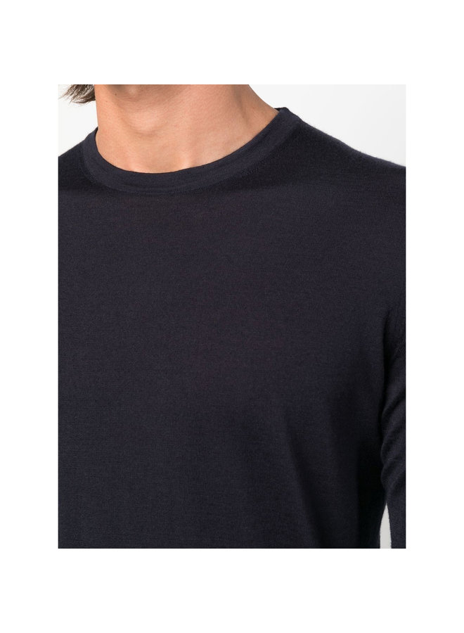 Crew Neck Cashseta Jumper in Navy Blue