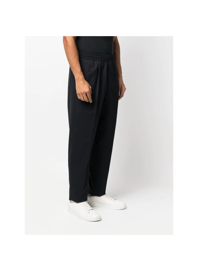 Pleat Detail Jogger Pants in Navy Blue
