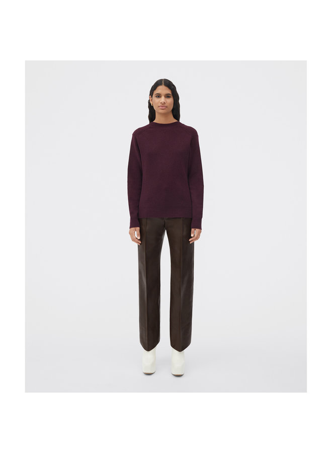 Long Sleeve Knitted Jumper in Oxblood