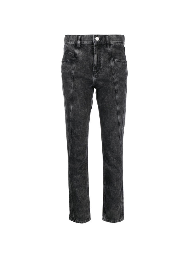 Straight Leg Cropped Jeans in Faded Black