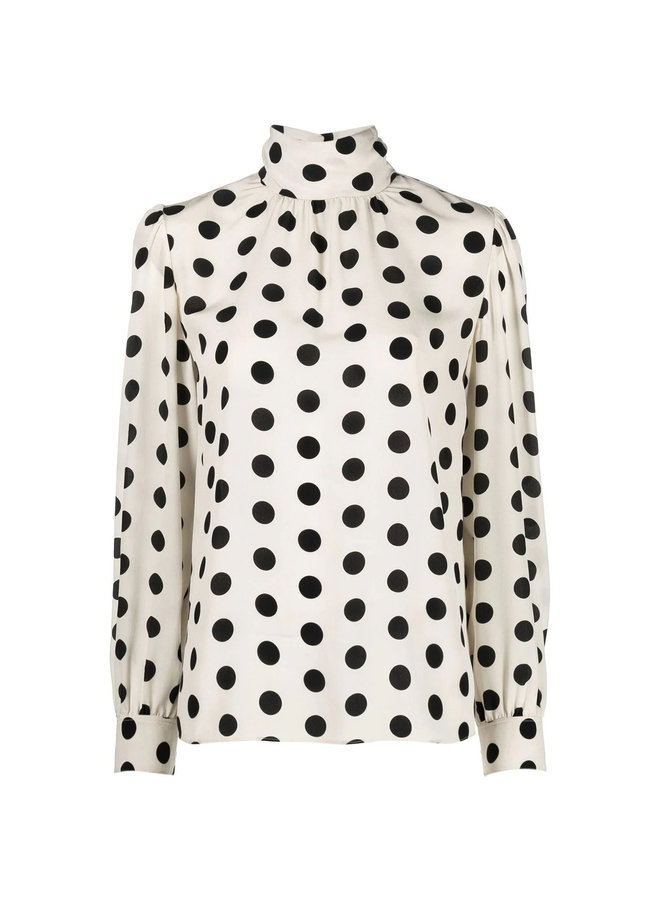 All Over Polka Dot Printed Blouse in Black/White