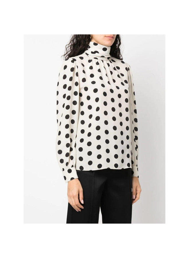 All Over Polka Dot Printed Blouse in Black/White