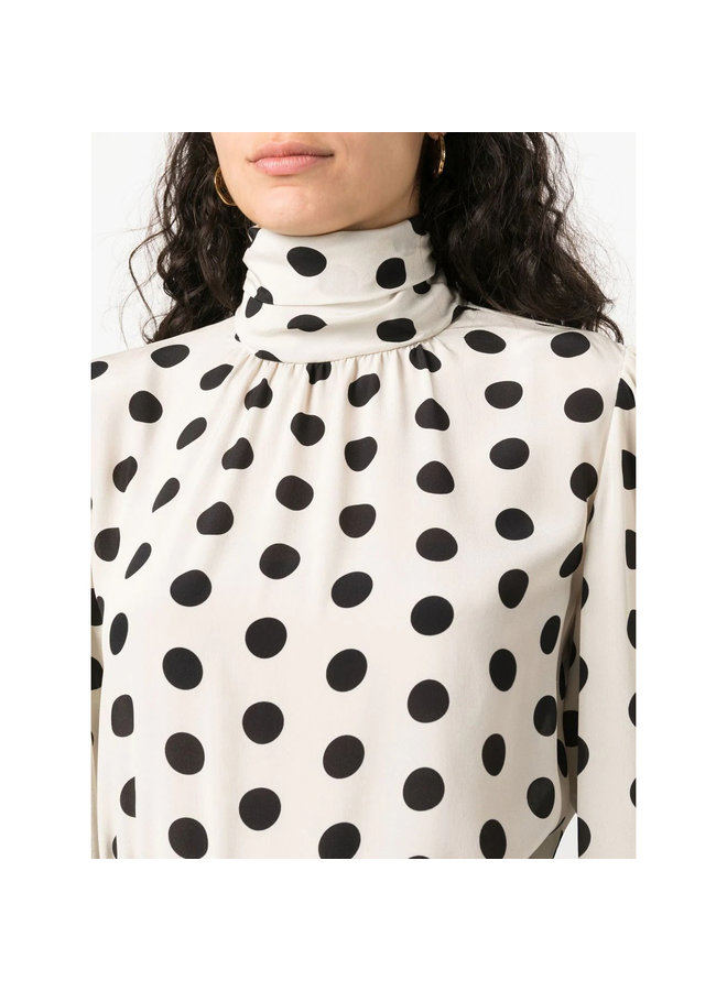 All Over Polka Dot Printed Blouse in Black/White