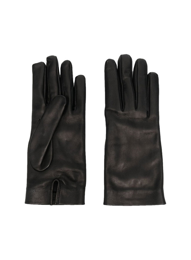 Silk Lined Leather Gloves in Black