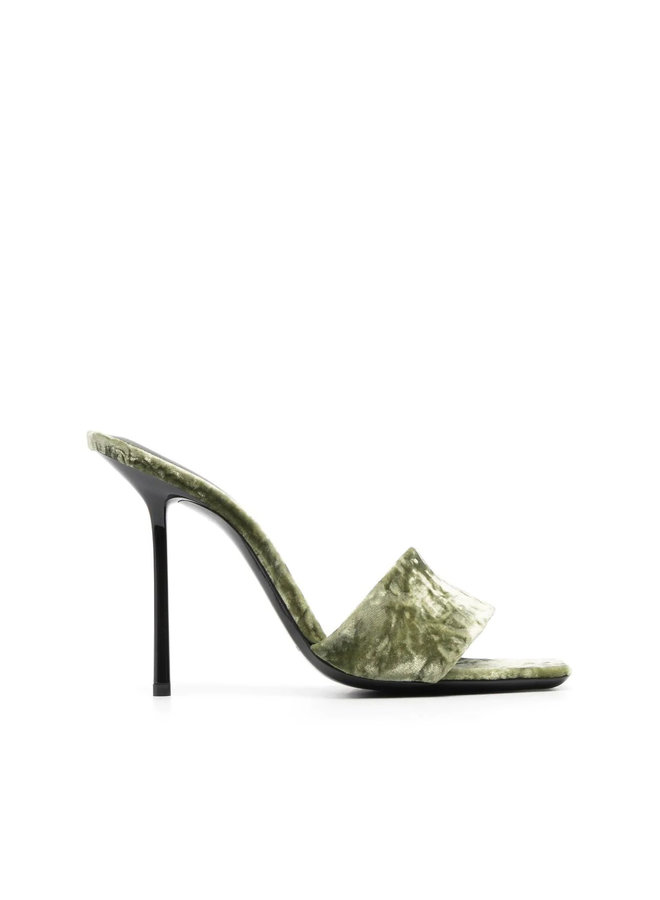 Baliqua High Heel Velvet Mule in Green