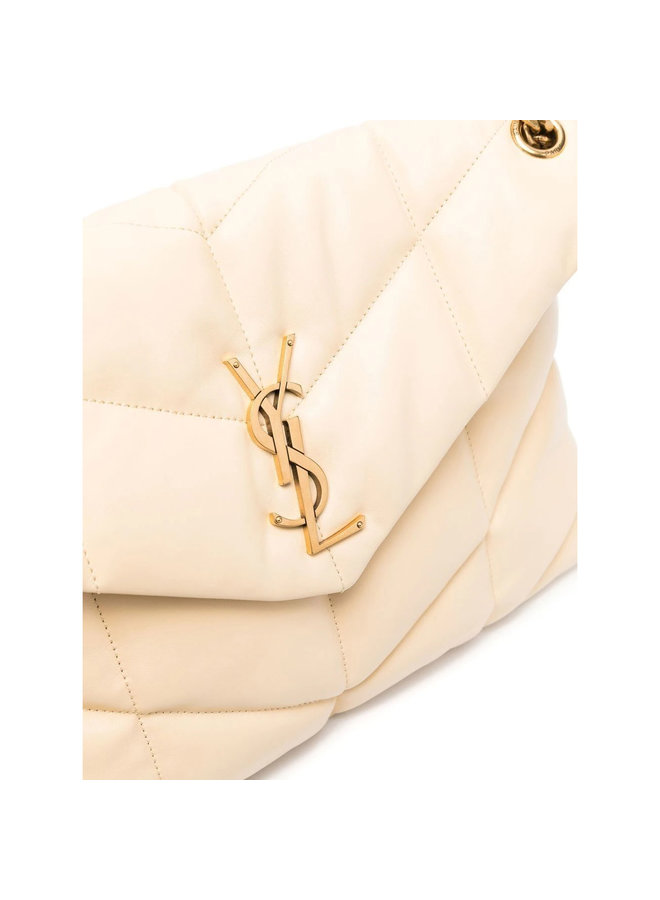 Loulou Puffer Medium Shoulder Bag in Vanilla/Gold