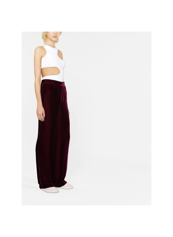 Wide Leg Velvet Pants in Bordeaux