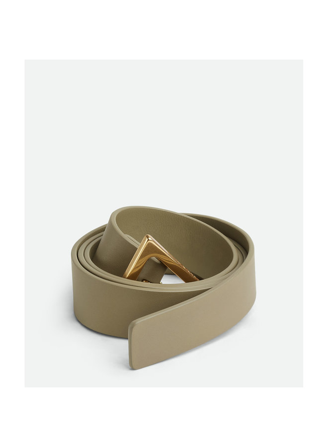 Large Triangle Buckle Belt in Taupe/Gold
